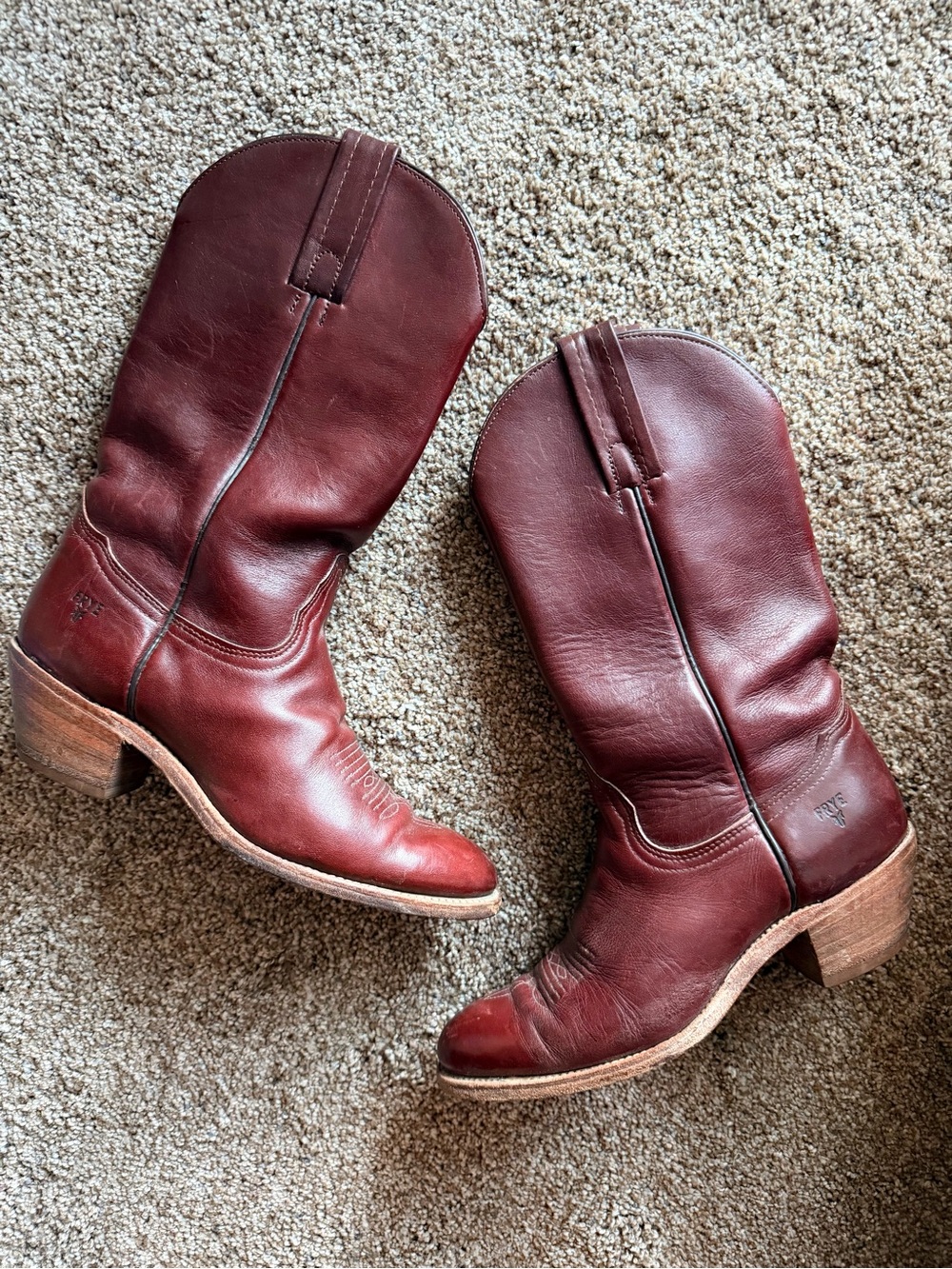 FRYE Vintage Red Brown Leather Western Cowboy Boots Festival Westerncore 8 - Picture 4 of 10